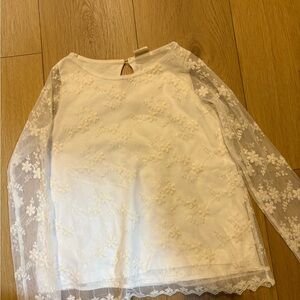 Zara Cream Lace Long-Sleeve Blouse for Kids